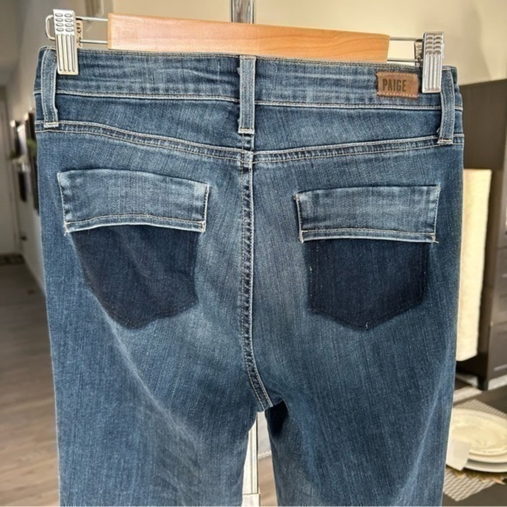 ✨RARE🔥 Paige patch pocket blue distressed skinny jeans 👖 26
